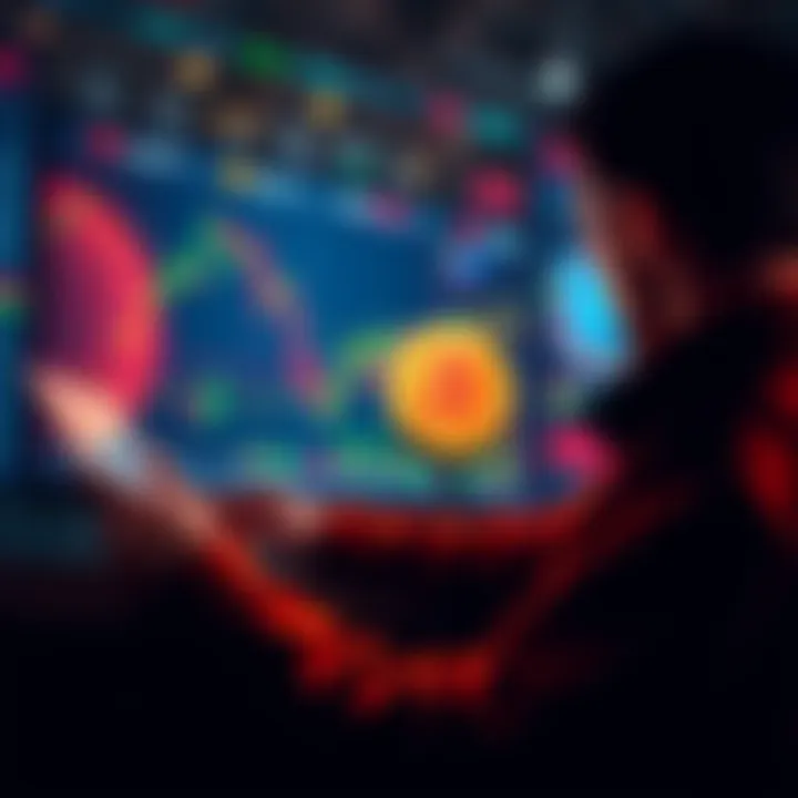 Bitcoin investment strategy An individual reviewing market trends and cryptocurrency charts, representing the strategy of buying Bitcoin during price dips.