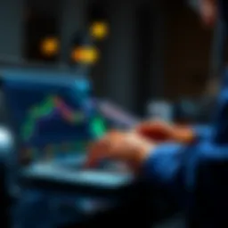 A person analyzing Bitcoin trends on a laptop with charts and graphs showing potential growth.