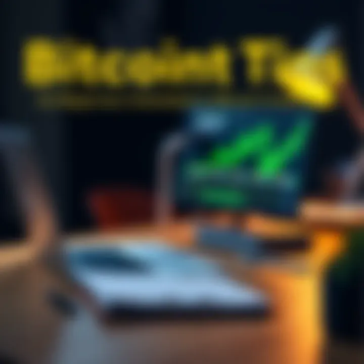Bitcoin Investment Tips A beginner reviewing Bitcoin investment strategies with a laptop and notepad on a desk