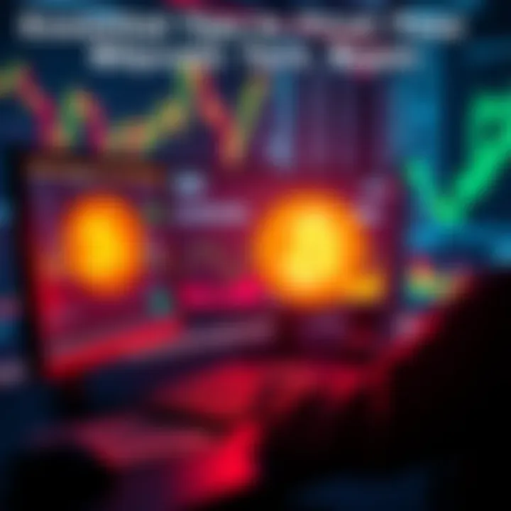 A person reviewing Bitcoin investment options on a computer with charts and graphs in the background