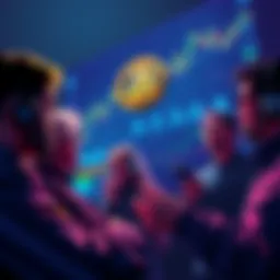 Bitcoin investors reacting to market crash A group of concerned Bitcoin investors watching price charts and discussing their feelings during a market downturn