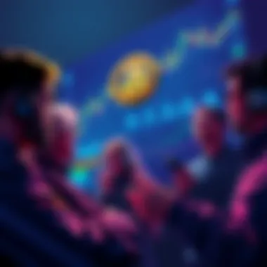Bitcoin investors reacting to market crash A group of concerned Bitcoin investors watching price charts and discussing their feelings during a market downturn