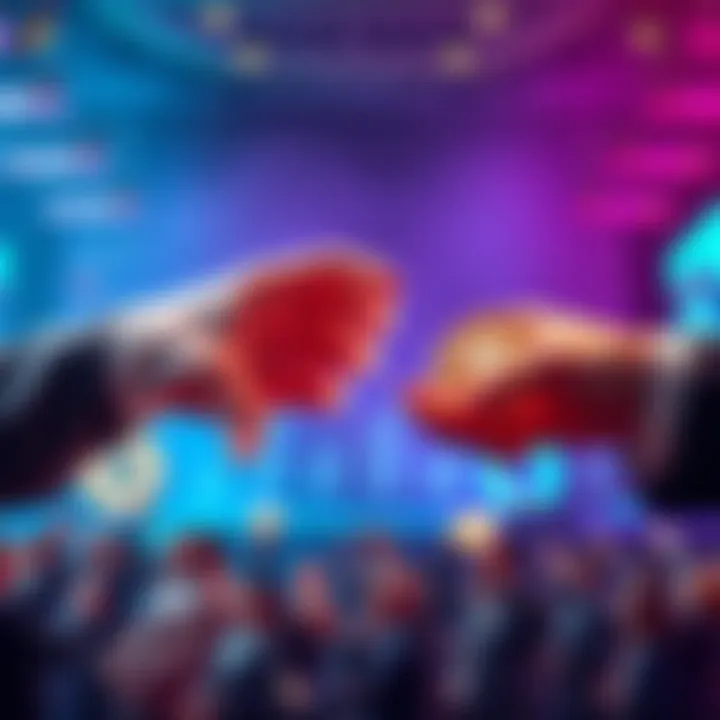 Two groups of investors representing paper hands and diamond hands, illustrating the mindset differences in cryptocurrency investing.