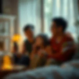 Individual reflecting on financial growth and personal milestones with family in a cozy setting