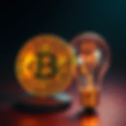 Bitcoin symbol with a light bulb A Bitcoin symbol next to a light bulb representing clear understanding of cryptocurrency