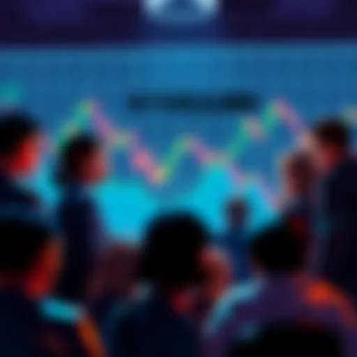 A group of people discussing bitcoin prices, with focus on setting limit orders at $125,000, using charts and graphs in the background.