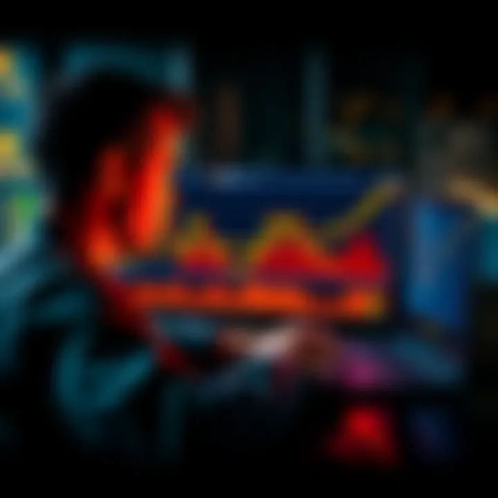 A person looking at a laptop with Bitcoin charts on the screen, contemplating their investment choices.