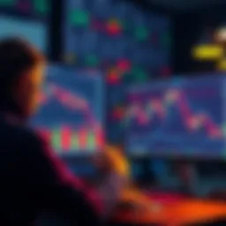 A person reviewing Bitcoin values on a computer screen with charts showing downward trends, contemplating collateral for loans.