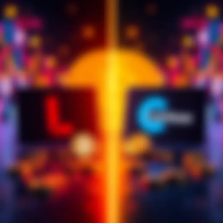 A side-by-side comparison of Ledn and Coinbase Morpho platforms for bitcoin loans, featuring bitcoin symbols and interest rate graphics.