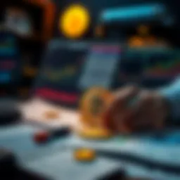 A person analyzing Bitcoin loans with charts and financial documents, focusing on interest rates and collateral.
