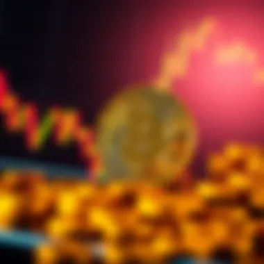 Bitcoin Amid Market Decline A visual representation of Bitcoin with a declining price graph in the background. The focus is on a golden Bitcoin symbol, indicating a potential buying opportunity during market dips.