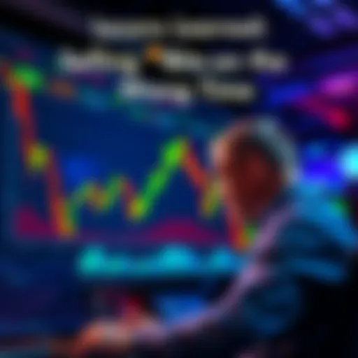 A graph showing Bitcoin's price drop during the FTX collapse, with a concerned trader looking at the screen