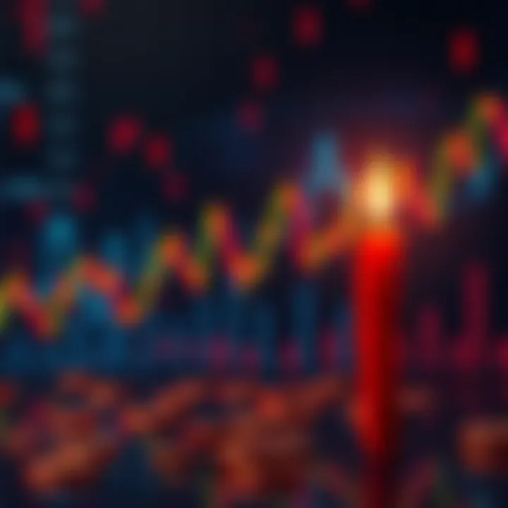 A visual representation of individuals leaving the Bitcoin market, with lost bitcoins symbolized by a red candle on a chart and a background of falling prices.