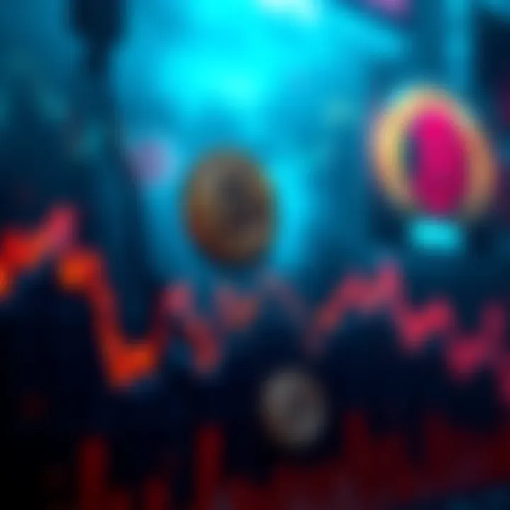 A visual representation of Bitcoin prices fluctuating with a graph showing a downward trend, symbolizing the shift in sentiment among Bitcoin investors after the election.