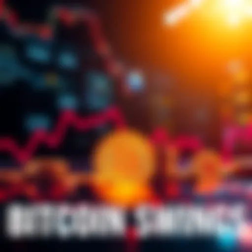 A visual representation showing the ups and downs of Bitcoin's value with bullish and bearish trends depicted by arrows.