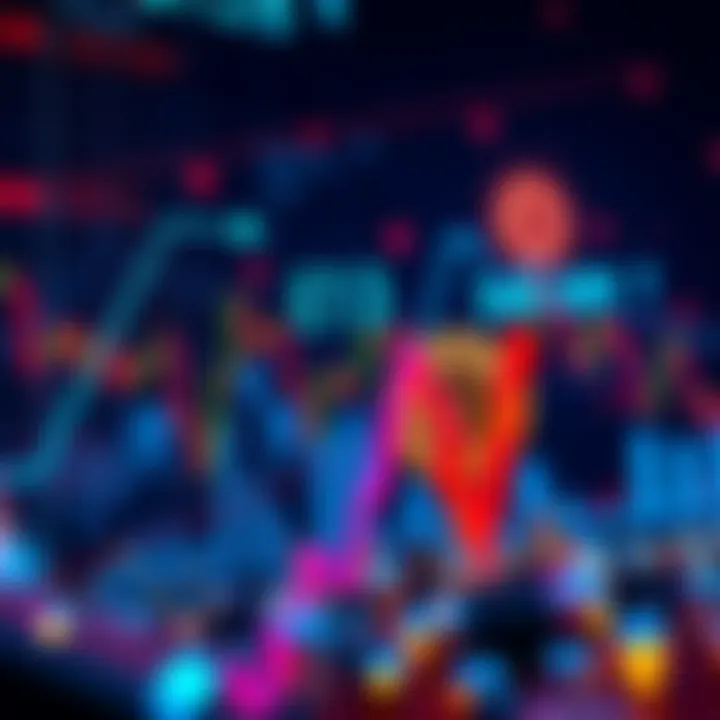 Bitcoin price graph showing a downward trend with large sell-off indicators and macroeconomic symbols in the background.