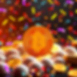 Bitcoin Milestone Celebration A graphic representation celebrating Bitcoin reaching a significant milestone, featuring Bitcoin symbols and festive elements like confetti.