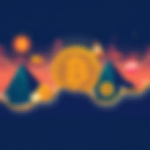 Bitcoin Milestones Overview An illustration showing key milestones in Bitcoin's history, including the Bitcoin logo and symbols representing major events like the Genesis Block and Bitcoin Pizza Day.