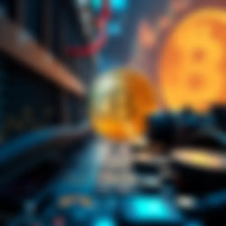 Bitcoin Miners Operating at a Loss A visual representation of Bitcoin miners facing financial challenges, with graphs showing declining profitability and a Bitcoin symbol in the background.