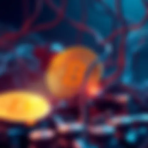 Illustration of Bitcoin mining with a focus on transaction fees and mining rewards