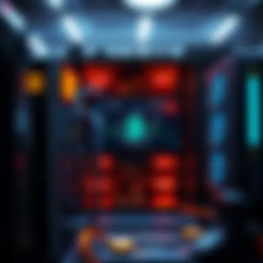 A Bitcoin mining rig with multiple GPUs running and displaying Bitcoin statistics on a screen.