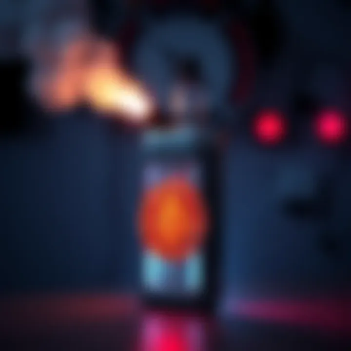 A rechargeable vape device with a bright light, connected to a Bitcoin logo, symbolizing its role in mining.