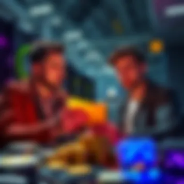 Two friends reviewing Bitcoin mining costs and potential profits during a discussion