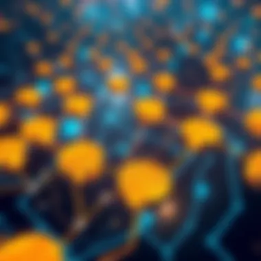 Illustration showing bitcoin nodes connected in a network, with a focus on the BIP-110 proposal and decision-making process for software updates.