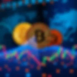 Bitcoin Options Expiry and Geopolitical Tensions A graphic showing Bitcoin symbols with a backdrop of geopolitical maps and fluctuating graphs, indicating market volatility due to major options expiry.