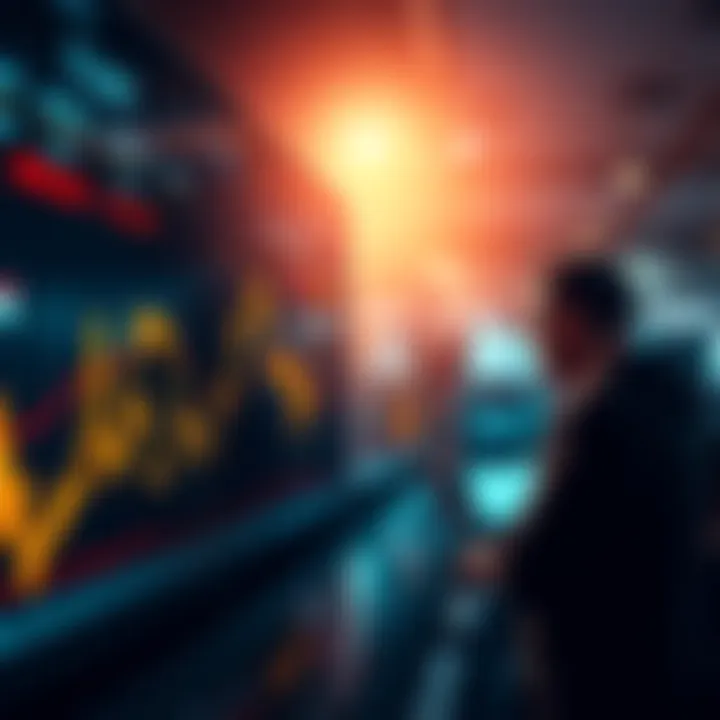 A chart showing a sharp decline in Bitcoin prices with traders looking worried