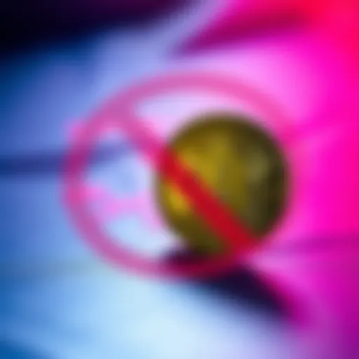 A Bitcoin symbol placed against a backdrop of a crossed-out sign representing pedophilia, illustrating the false connection between the two concepts.