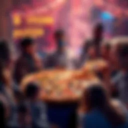 Celebration of Bitcoin Pizza Day People enjoying pizza and celebrating Bitcoin Pizza Day with crypto themes
