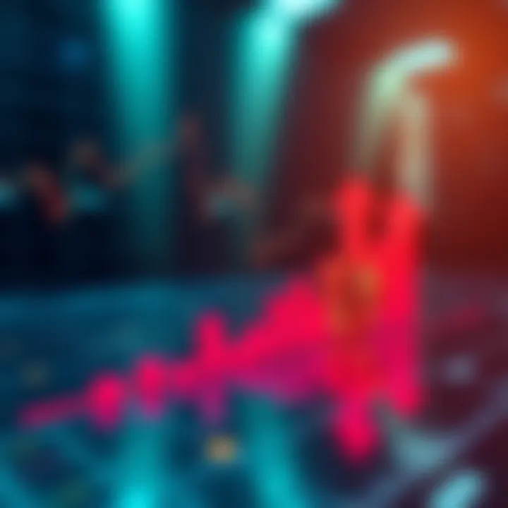 A chart showing the decline of Bitcoin prices in 2026 with red arrows indicating a downward trend.