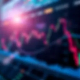 A detailed view of a Bitcoin price chart with fluctuating lines and indicators illustrating price movements, emphasizing cycles in the cryptocurrency market.