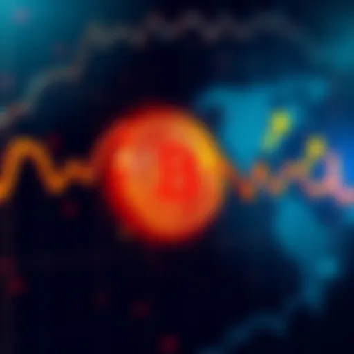 A line graph displaying Bitcoin's price fluctuations over time with arrows indicating trends, reflecting the uncertainty of its future.