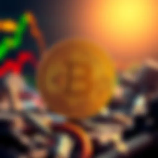 A graphic showing a bitcoin symbol with a dollar sign, representing the choice between buying Bitcoin now or dollar-cost averaging over time.