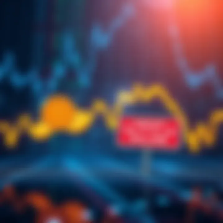 Graph showing a drop in Bitcoin prices with a warning sign about halted transactions