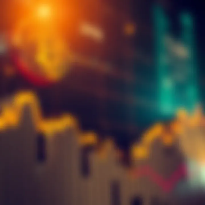 Bitcoin price dip A graph showing a downward trend in Bitcoin prices with bars and lines declining, symbolizing investor hesitance during market dips.