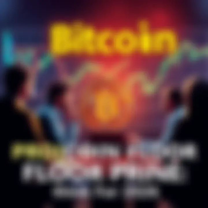 A group of people discussing Bitcoin price projections with charts and graphs in the background