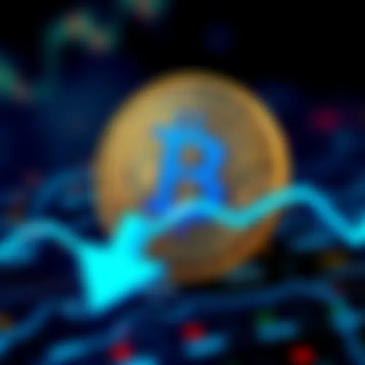 Bitcoin logo with a downward arrow illustrating the price drop below $61,000