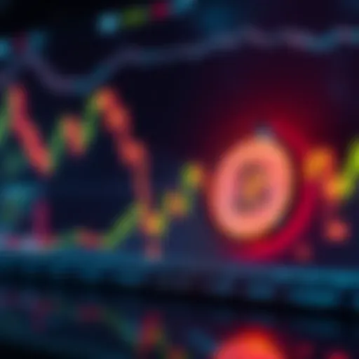 A graph showing a decline in Bitcoin prices with a clock indicating 8 PM Eastern Time