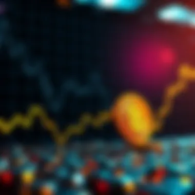 Graph showing Bitcoin's declining value with a dollar sign and investment symbols