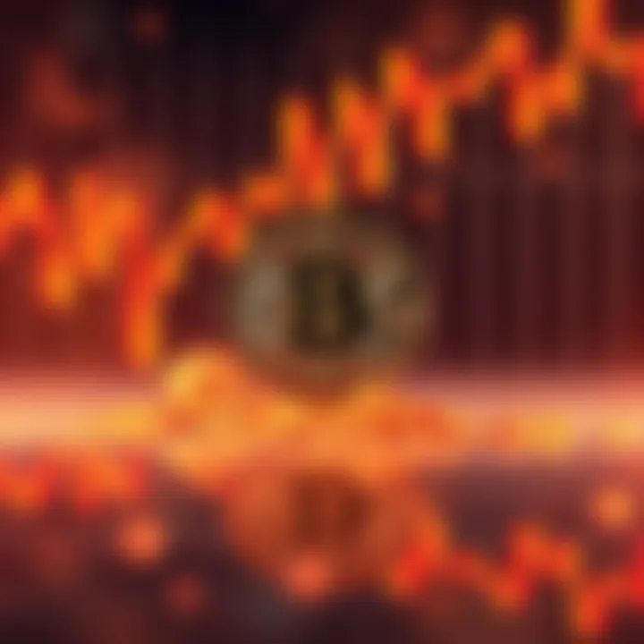 Graphic showing a downward trend of the Bitcoin price below a notable threshold.