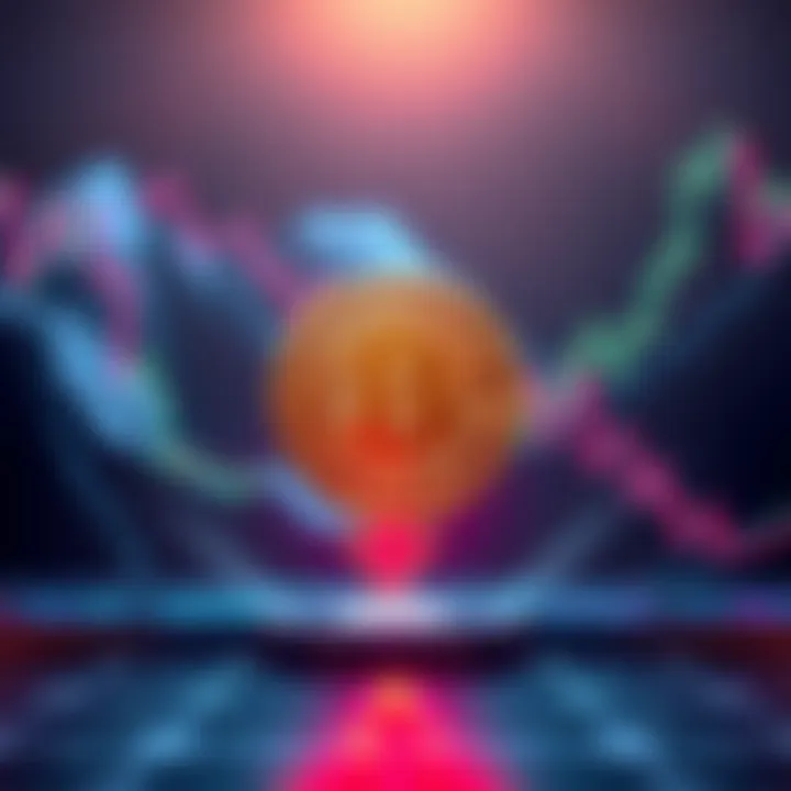 Bitcoin logo with a downward arrow signifying the price drop after hitting $62K