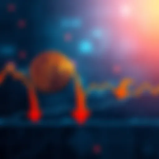 Graph showing Bitcoin price trending down to 36k with arrows pointing down