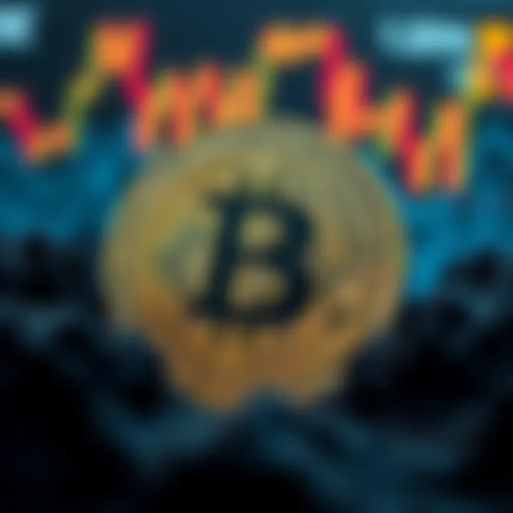 Bitcoin graphic showing a significant drop, indicating market volatility as BlackRock clients sell off holdings.