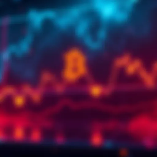 A chart showing Bitcoin's declining price trend with downward arrows, indicating market uncertainty and potential low points.