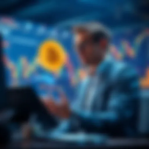 Analyst discussing Bitcoin price forecast with charts and graphs in the background