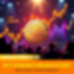 A visual representation of Bitcoin with price predictions ranging from one to ten million dollars highlighted, surrounded by a backdrop of rising graphs and enthusiastic investors discussing.