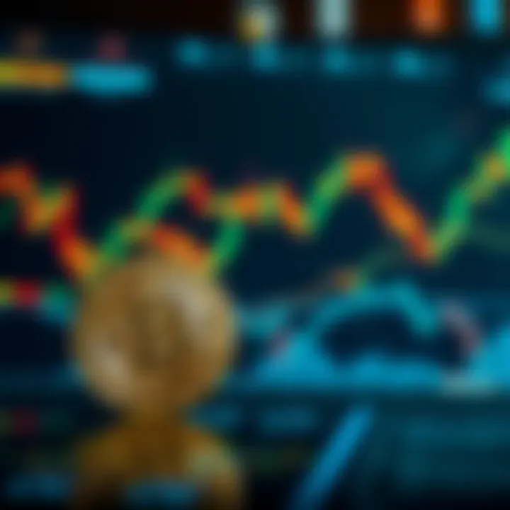 Bitcoin price prediction concept A visual representation of Bitcoin reaching a $300,000 price with graphs and charts showing positive trends, alongside a Bitcoin coin in the foreground.